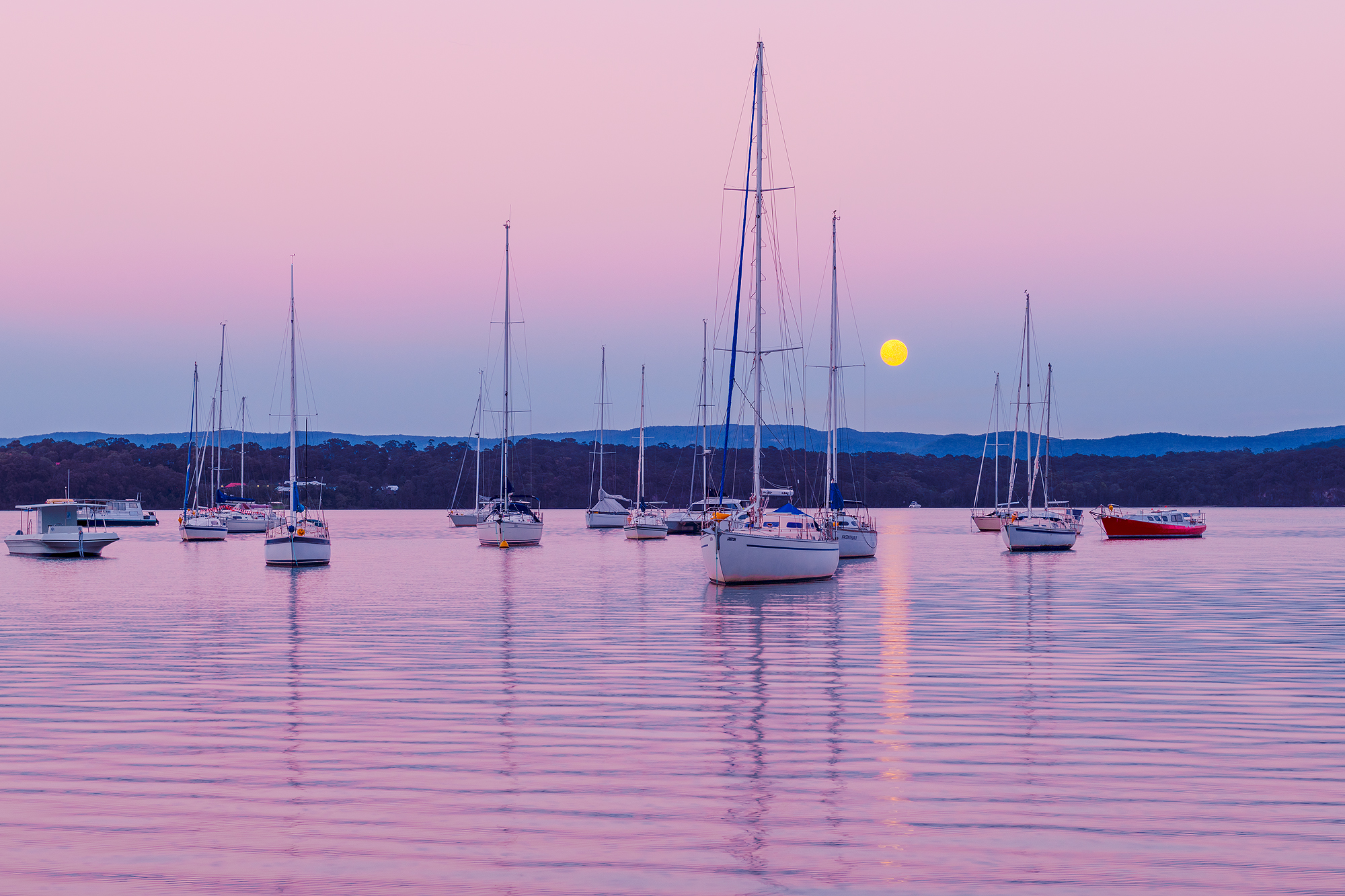 moonset Lake Macquarie