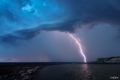 Electric Skies Over the Pool