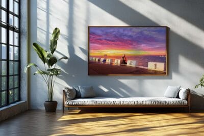 Wall framed wall print of Merewether ocean baths on Commercial Office wall