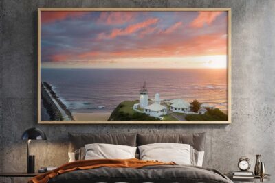 Nobbys Lighthouse Aerial sunrise wall art print