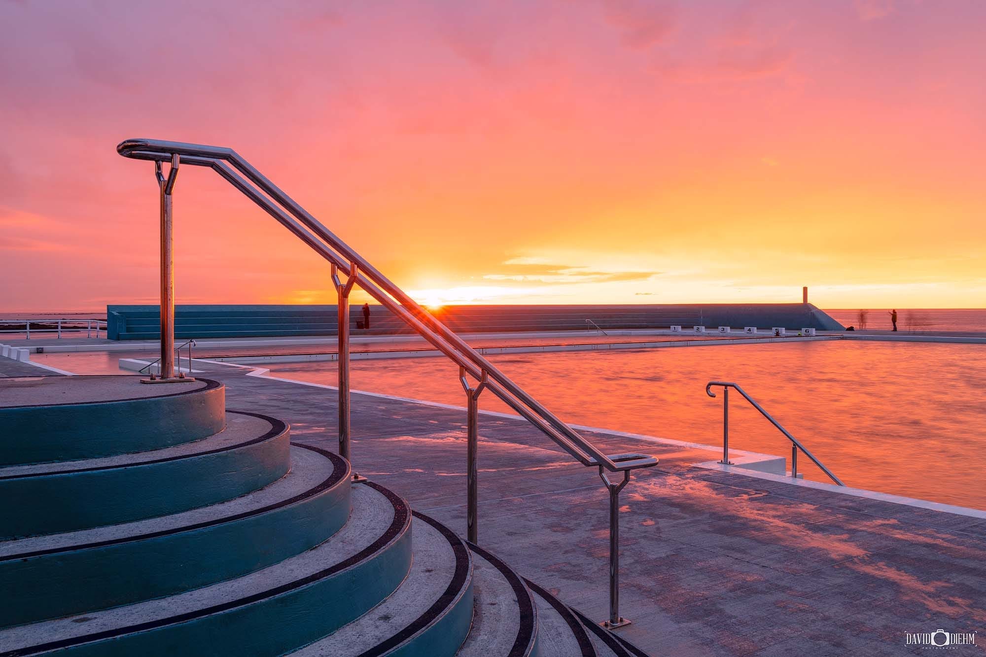 Newcastle Ocean Baths at sunrise coastal photography print