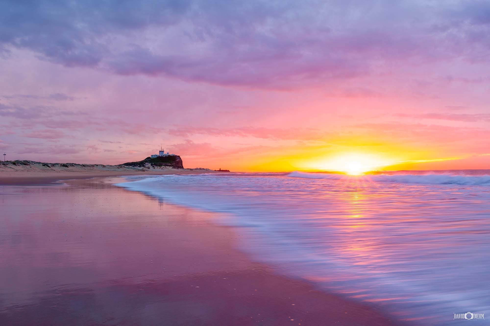 Nobbys Beach at sunrise in Newcastle coastal photography print