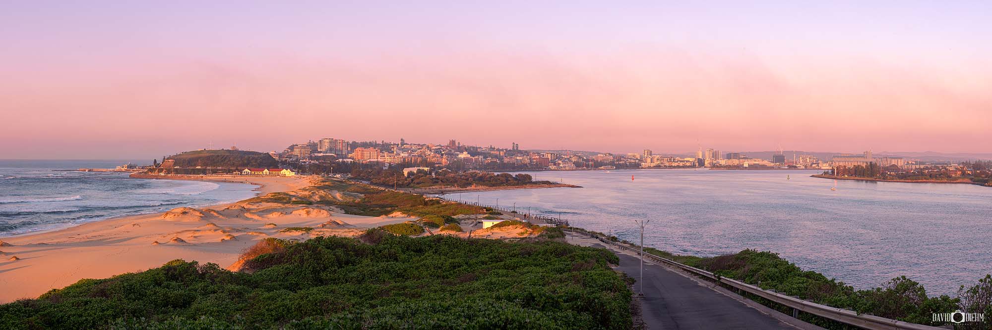 Newcastle Harbour & Nobbys beach sunrise photo print