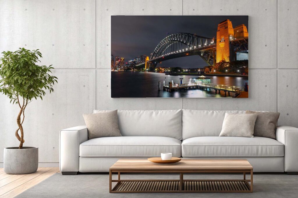 Sydney Harbour bridge wall art night image