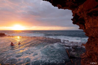 Bogey Hole people Swimming Sunrise wall art print