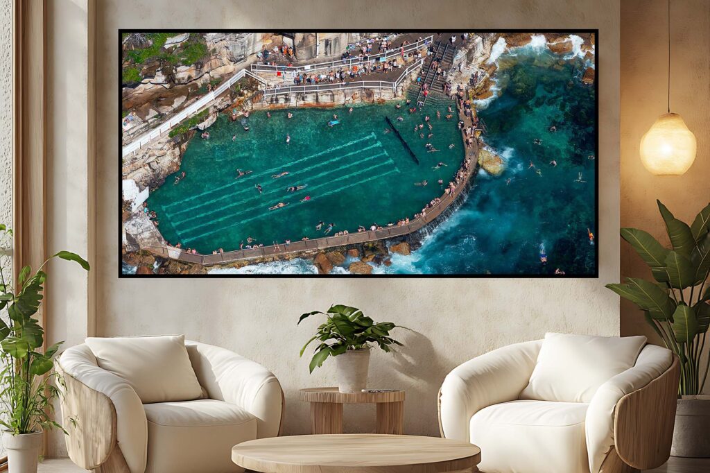 Bronte Beach Sydney large wall art aerial image framed print