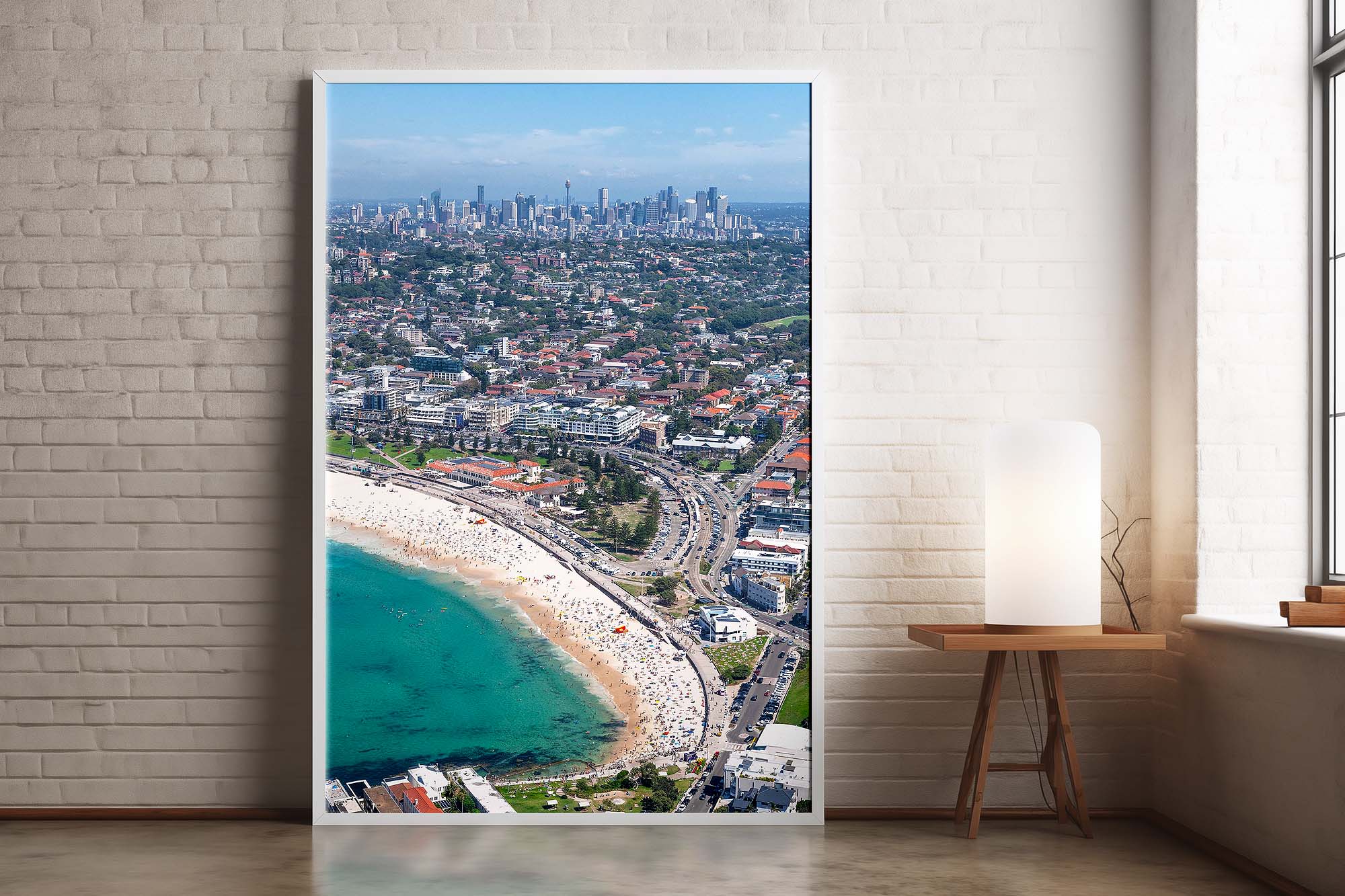 bondi-beach-aerial-summer-sydney-city-background.jpg Bondi Beach aerial view on a summer day with Sydney city skyline in the background