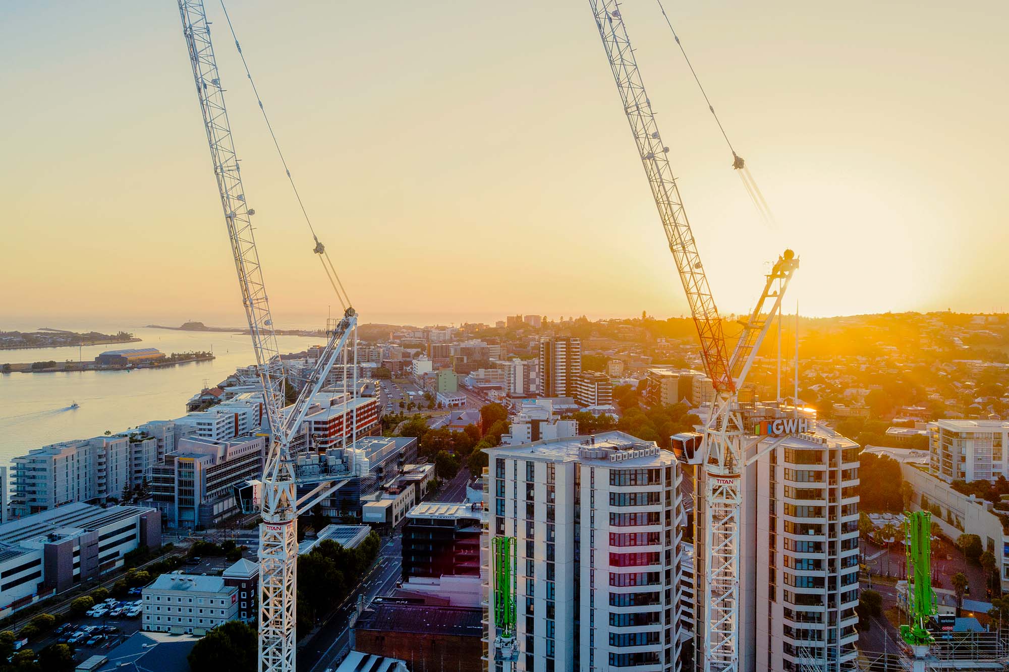 Commercial real estate photography of GWH development under construction in Newcastle CBD