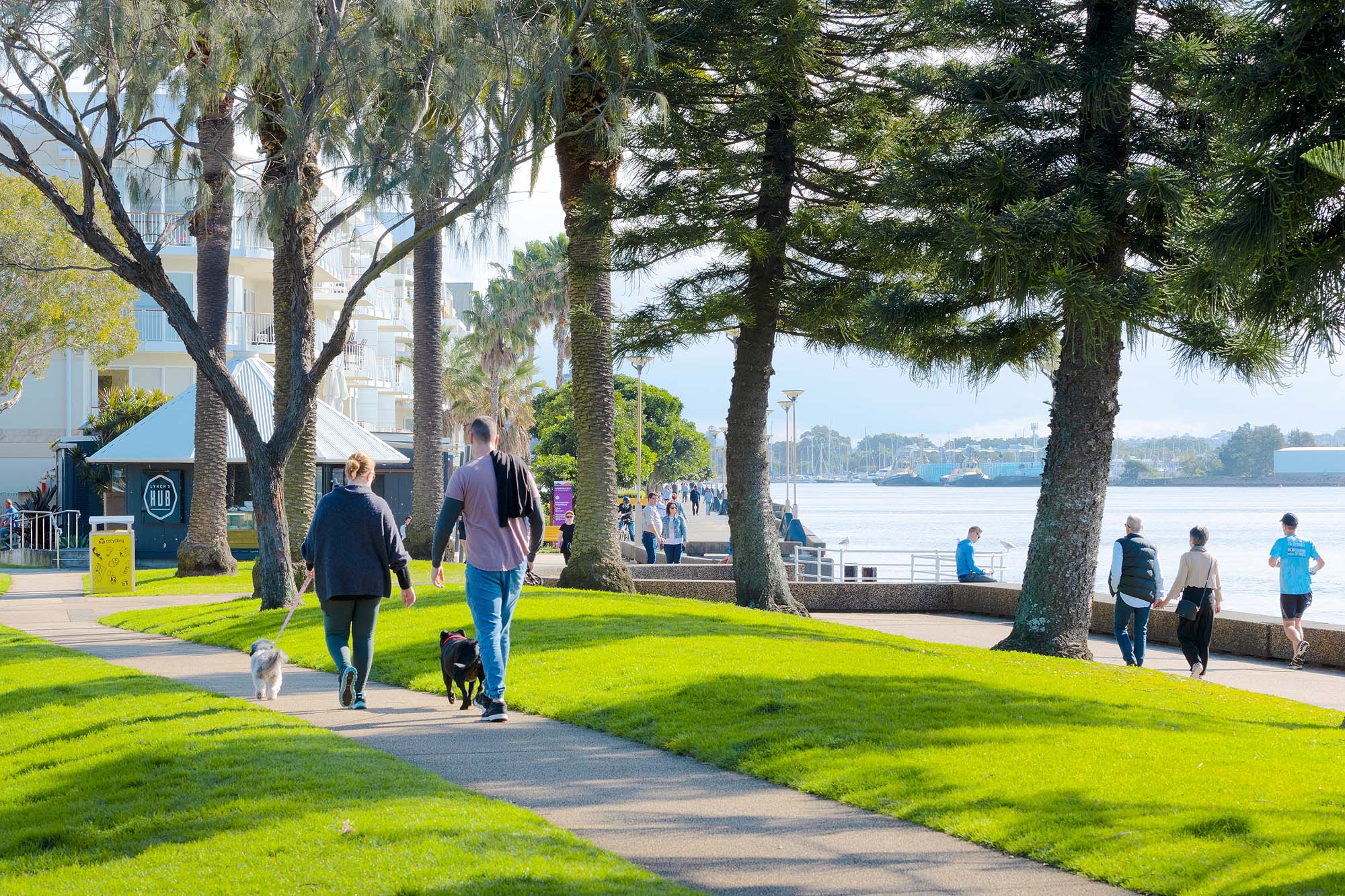 Newcastle Harbour foreshore walk along the waterfront showcasing scenic coastal pathways and city views