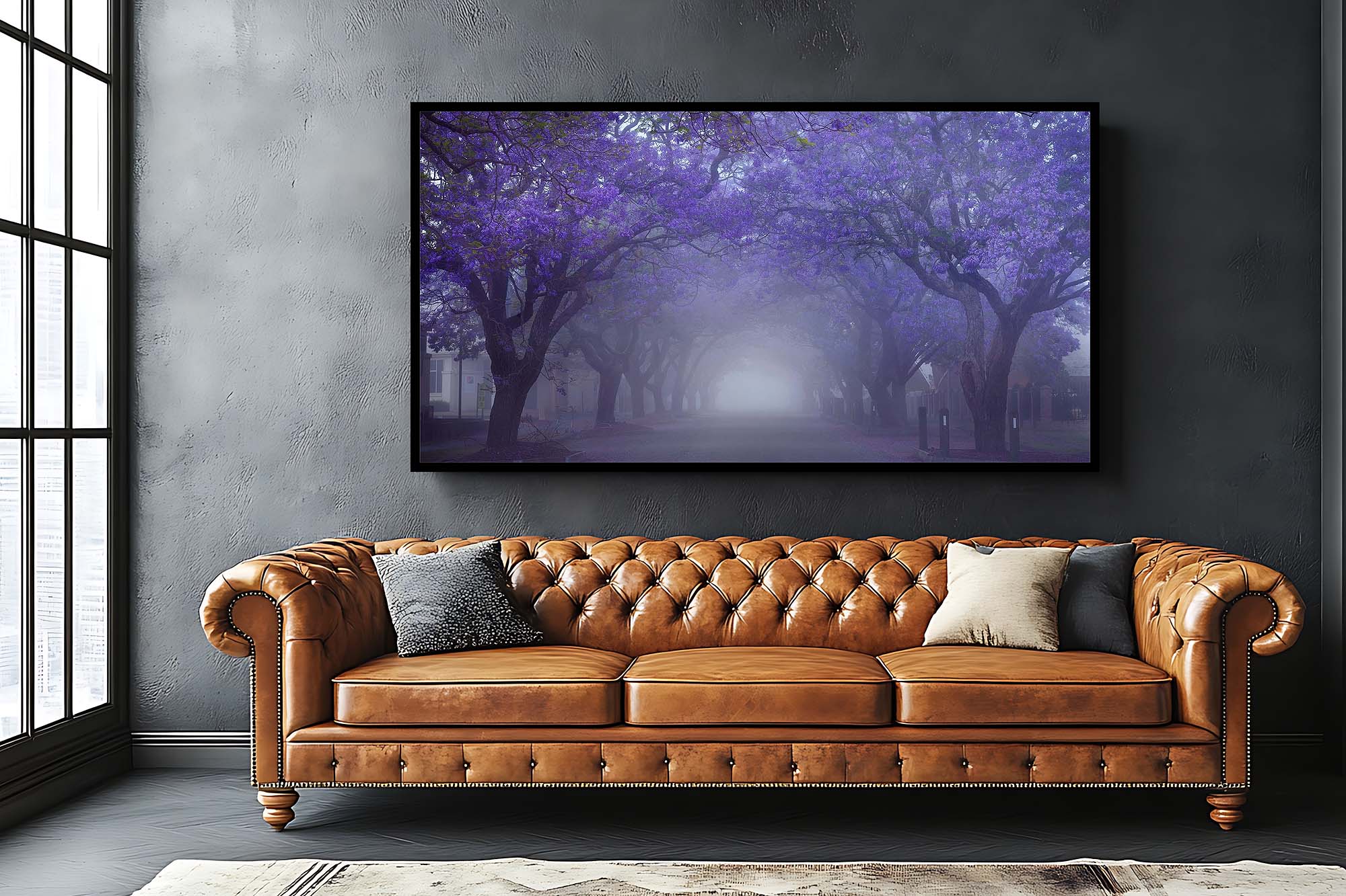 jacaranda-raymond-terrace-foggy-landscape.jpg Jacaranda trees in Raymond Terrace with soft morning fog in a peaceful landscape scene