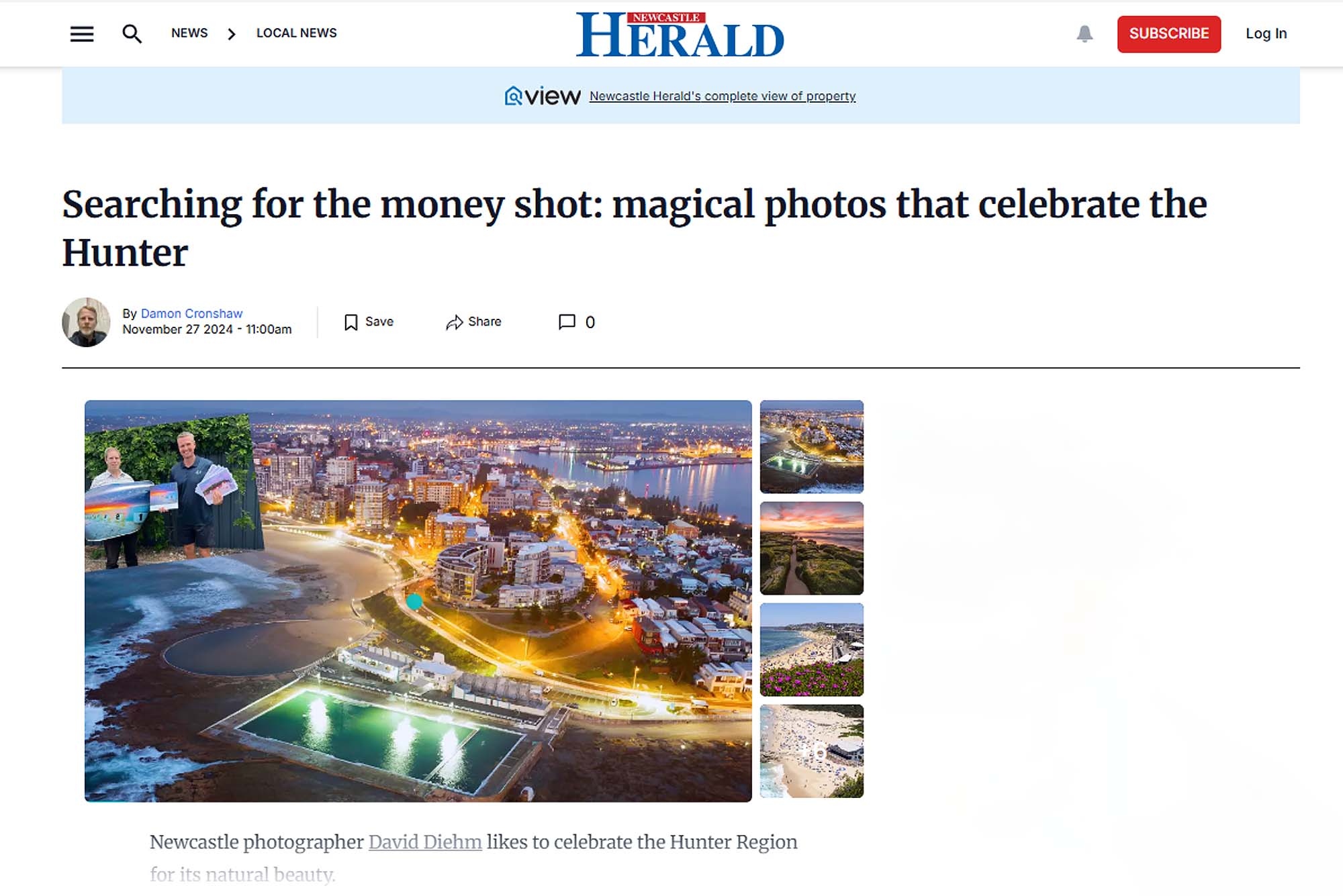 Newcastle photographer David Diehm with Celebrating the Hunter coffee table book showcasing iconic landscapes across the Hunter region