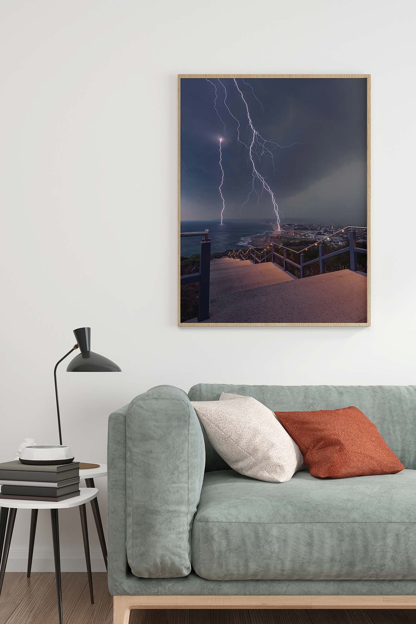how-to-choose-wall-art-for-every-room-living-room-australian-landscape.jpg Living room styled with large Australian landscape photography print showing how to choose wall art for every room