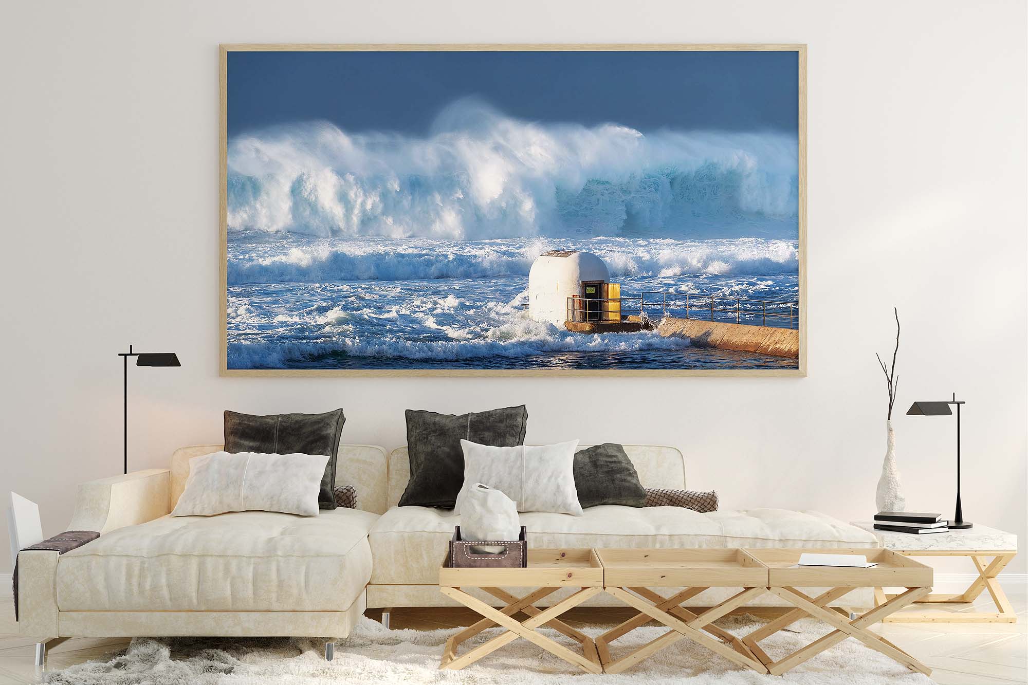 Merewether Ocean Baths with large swell, Newcastle Australia coastal wall art photography