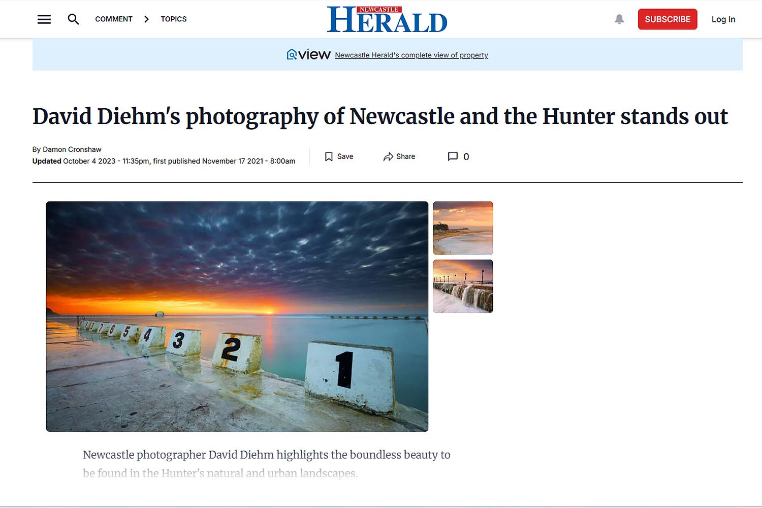 Newcastle photographer David Diehm capturing natural beauty of Newcastle and the Hunter region through landscape photography