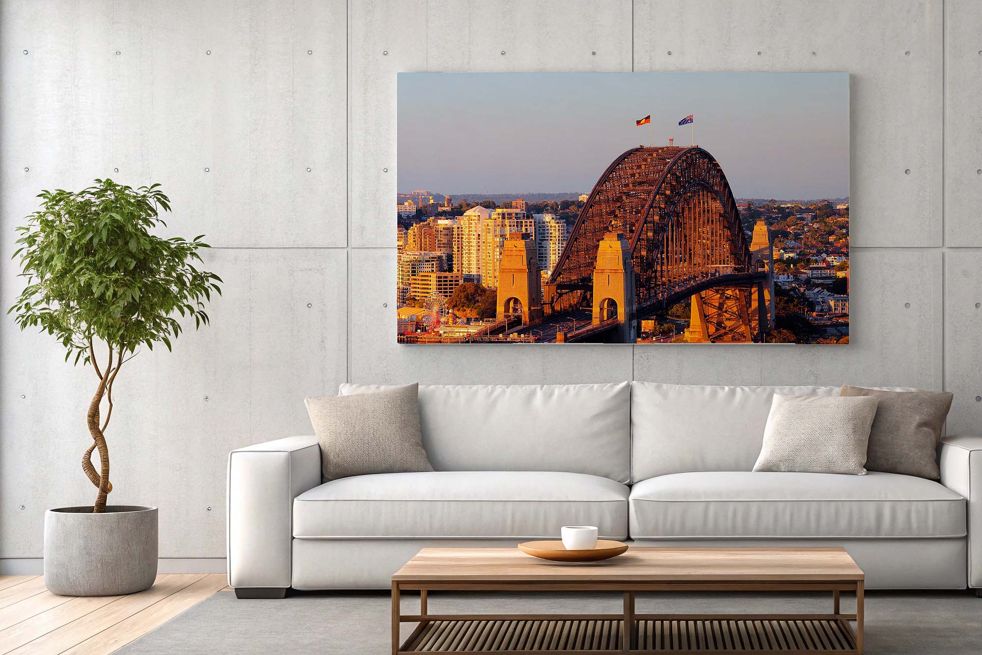 Bondi Beach Sydney wall print styled in a modern coastal interior design setting
