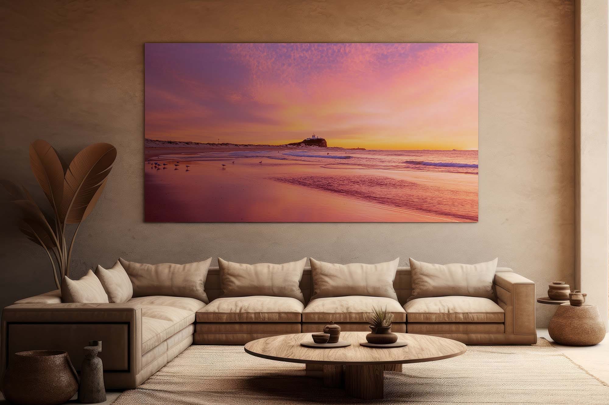 Internal lounge room wall art piece showing how to choose wall art size for your space