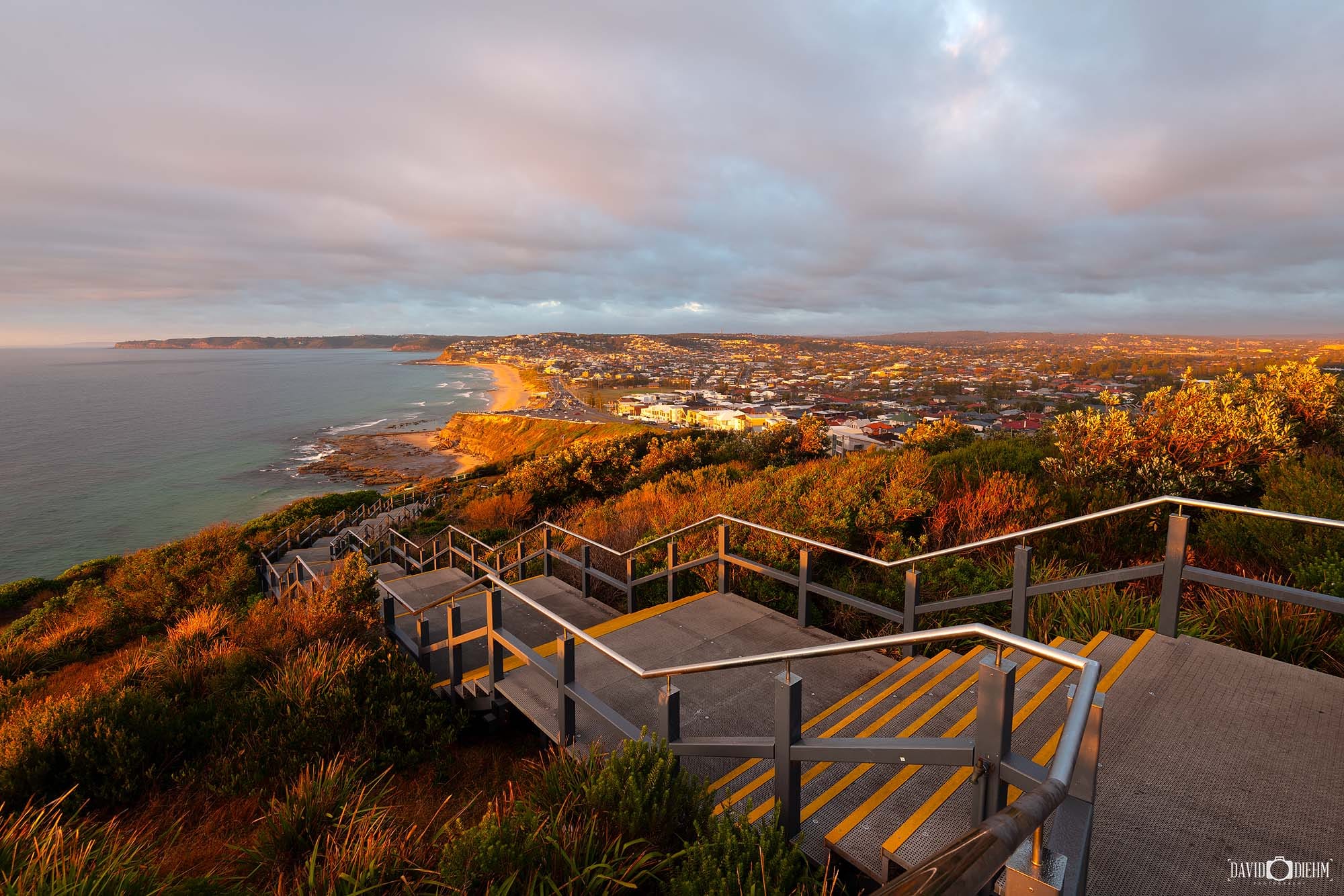 ANZAC Memorial Walk overlooking Bar Beach and Newcastle coastline in NSW Australia