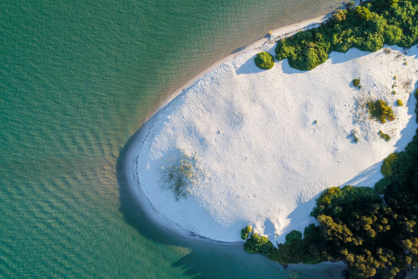 Aerial view of Elizabeth Island and surrounding sand flats in Lake Macquarie NSW