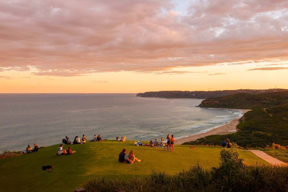 Sunset from Hickson Street Lookout overlooking Burwood Beach and Glenrock State Conservation Area in Newcastle NSW.