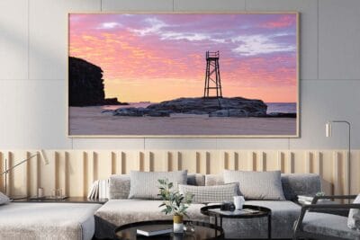 Morning Brilliance wall art featuring a vibrant sunrise over Redhead Beach NSW
