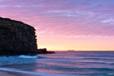 Eagle-shaped rock formation overlooking the coastline at Redhead Beach on the NSW coast.