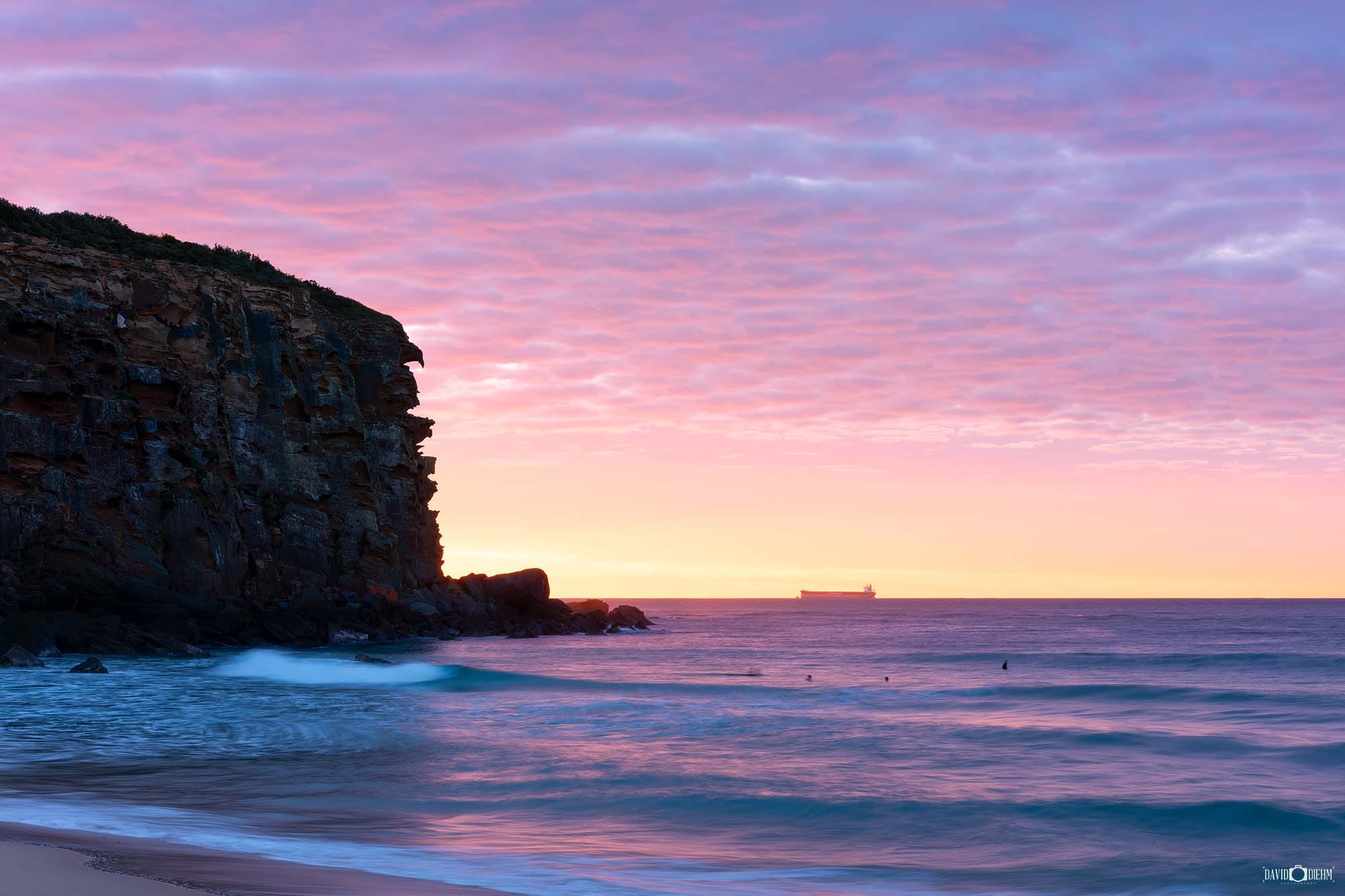 Eagle-shaped rock formation overlooking the coastline at Redhead Beach on the NSW coast.