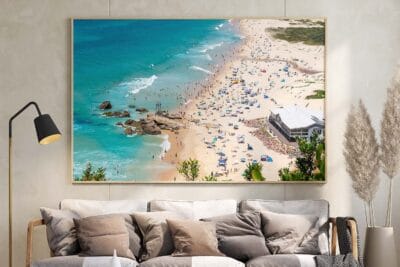 Endless Summer wall art featuring beachgoers enjoying a sunny summer day at Redhead Beach NSW