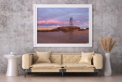 Sunset Serenity wall art featuring a peaceful sunset over Redhead Beach on the NSW coast