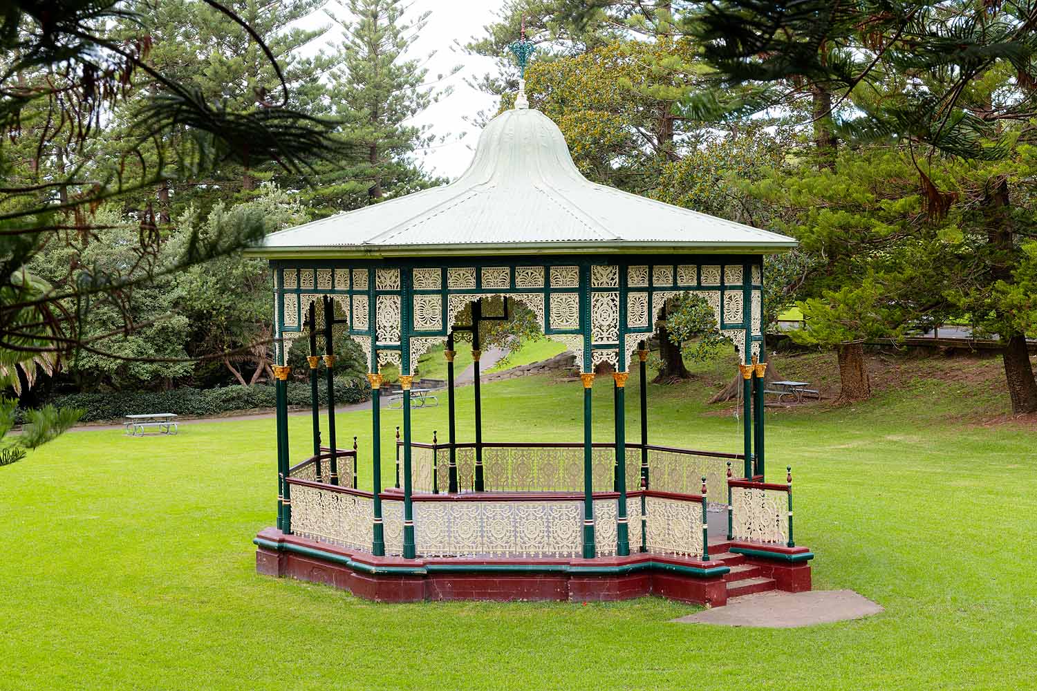 The historic rotunda at King Edward Park overlooking the Newcastle coastline and Pacific Ocean in Newcastle NSW.