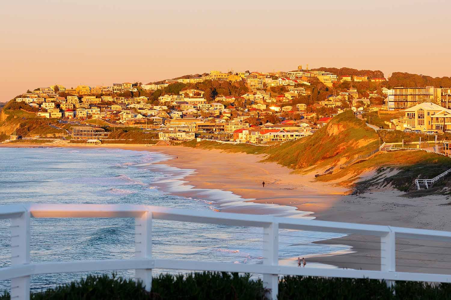 Golden hour overlooking Bar Beach from Ronnie Watts Lookout in Newcastle NSW.