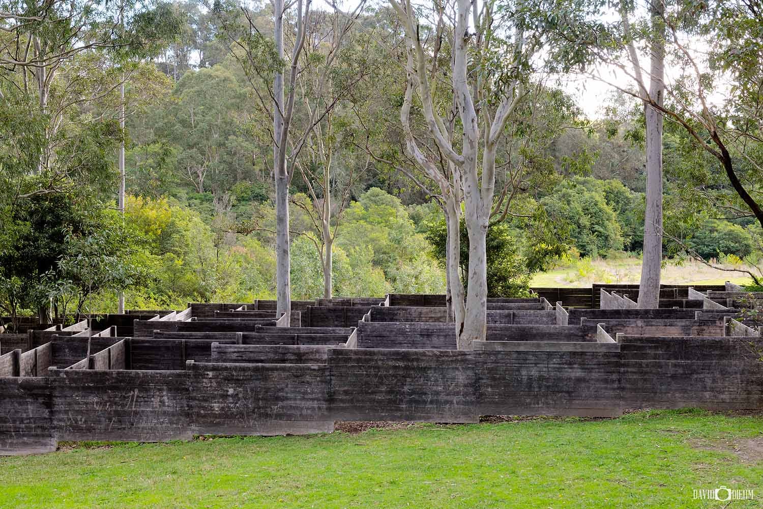 The timber maze at Blue Gum Hills Regional Park in Minmi near Newcastle NSW.