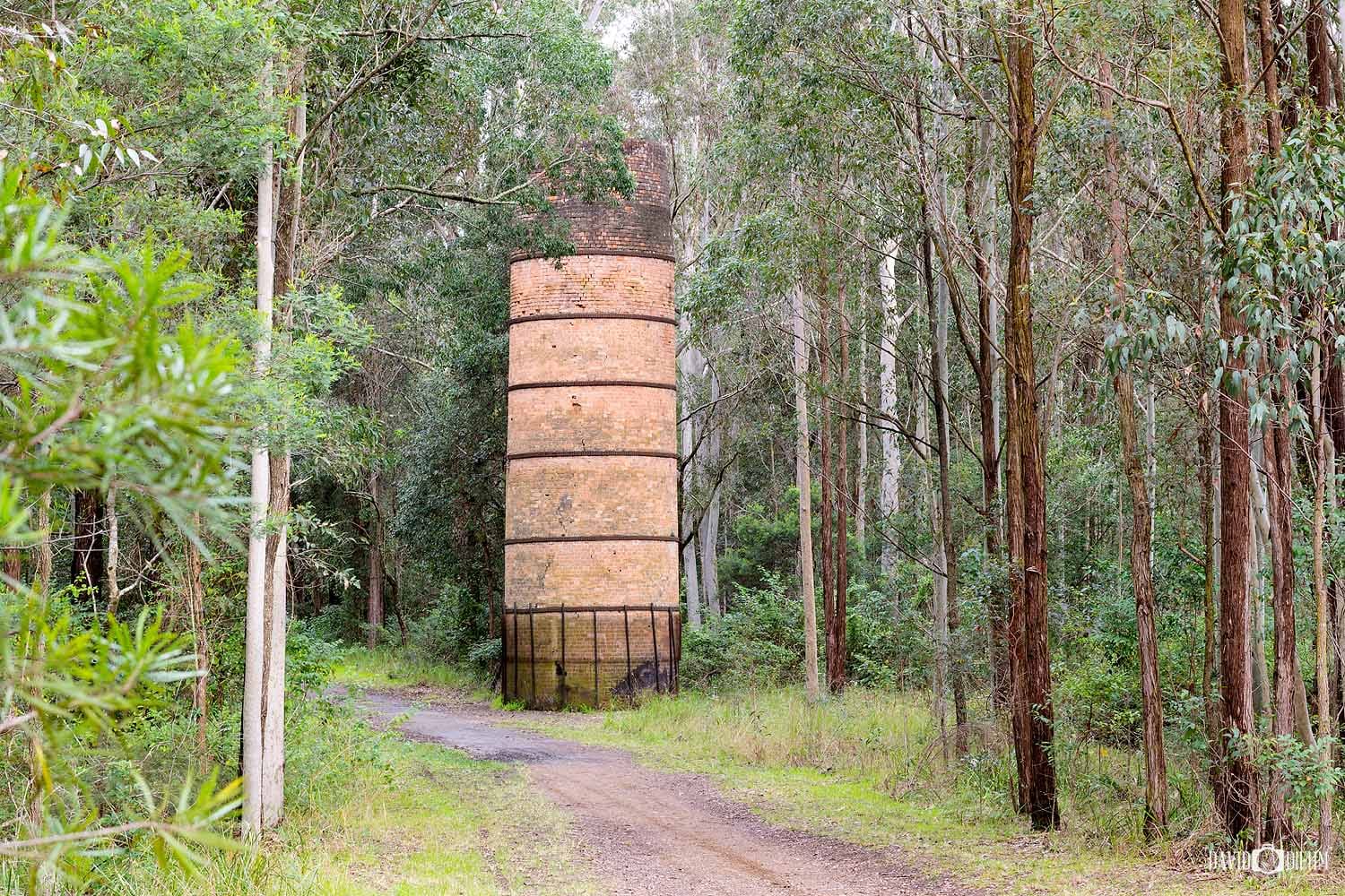 Historic brick kiln chimney at Blue Gum Hills Regional Park in Minmi NSW.