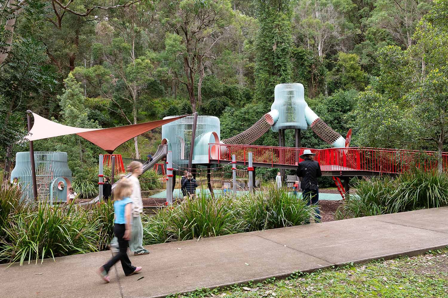 The adventure playground at Richley Reserve in Blackbutt Reserve, Newcastle NSW.
