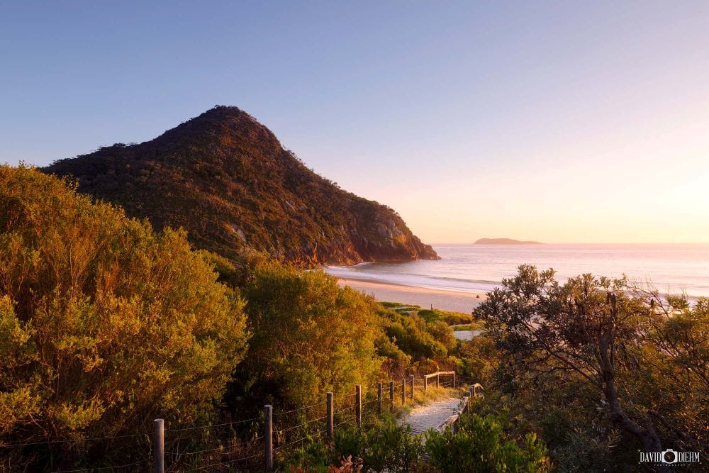 Walking track overlooking Zenith Beach in Tomaree National Park, Port Stephens NSW